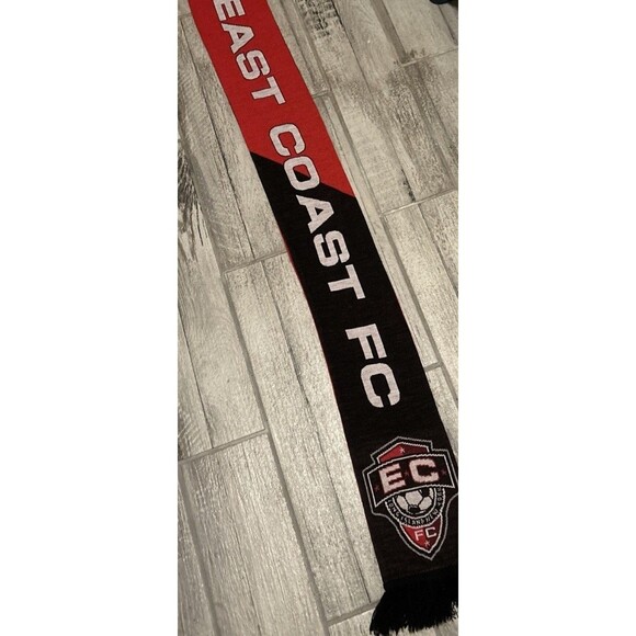 East coast Soccer  Scarf EC /FC Long Island NY/Black  Fringe Black Red White - Picture 5 of 6